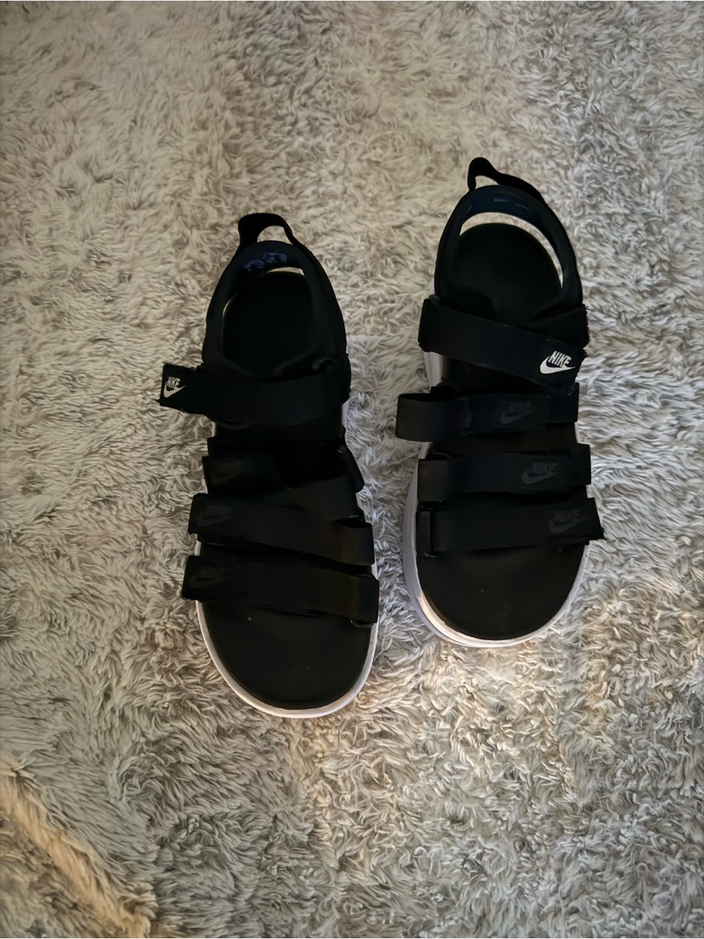 Nike Black Multi-Strap Sport Sandals with White Sole